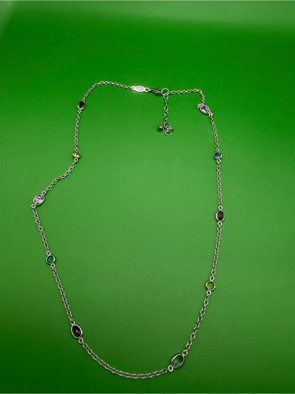 925 Sterling Silver Genuine Stones by Yard Necklace 20”.